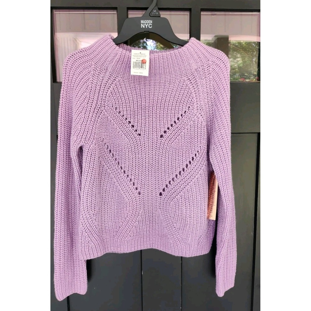NEW Almost Famous Purple Cable Knit‎ Sweater Crew Neck Long Sleeves Size Medium